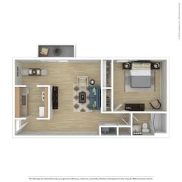  Floor Plan 1 Bed 1 Bath