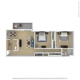  Floor Plan 2 Bed 1 Bath
