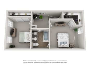  Floor Plan 2 Bed Townhouse