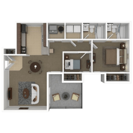  Floor Plan 2 Bedrooms 2 Bathrooms