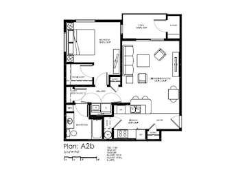 A black and white image of a floor plan labeled "Plan: A2b".