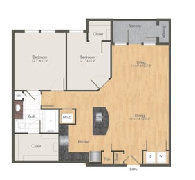 2 bed 1 bath at Retreat at Shadow Creek Ranch Apartments, Woodburn