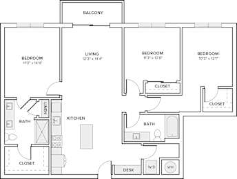 A black and white image of a floor plan for a house.