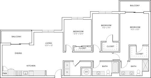 A black and white image of a house floor plan.
