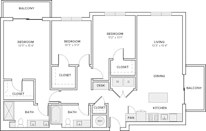 A black and white image of a house floor plan.