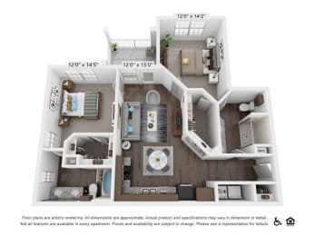 a floor plan of a 1 bedroom apartment