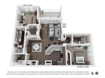 a floor plan of a 1 bedroom apartment