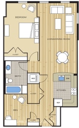 1 Bed1 Bath Den 853sf Floor Plan at Clayborne Apartments, Alexandria, VA