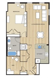 1 Bed1 Bath Den 875sf Floor Plan at Clayborne Apartments, Alexandria, 22314
