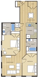 2 Bed2 Bath Den 1140sf Floor Plan at Clayborne Apartments, Alexandria, VA, 22314