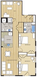 2 Bed2 Bath Den 1100sf Floor Plan at Clayborne Apartments, Virginia, 22314