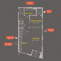 1 bedroom 1 bathroom Floor plan N at The Maxwell Apartments, Virginia