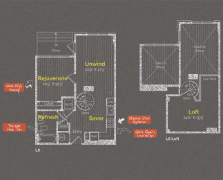 1 bedroom 1 bathroom Floor plan K at The Maxwell Apartments, Arlington, VA