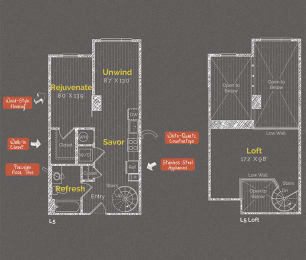 Studio 1 bathroom floor plan I at The Maxwell Apartments, Arlington, Virginia