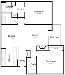 2 bedroom florplan at Elme Leesburg, Leesburg, VA, 20176