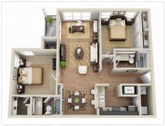 a floor plan of a house with a bedroom and a living room at Elme Druid Hills, Atlanta