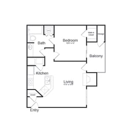 1 Bed 1 Bath Floor Plan at Elme Alexandria, Virginia
