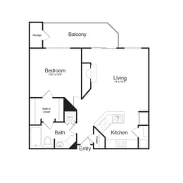 1 Bedroom 1 Bath Floor Plan at Elme Alexandria, Virginia, 22304