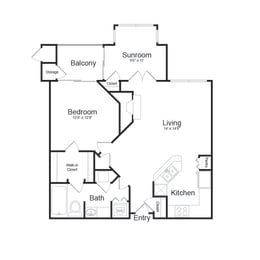 1 Bedroom Floor Plan at Elme Alexandria, Alexandria, VA