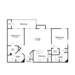 2 Bedroom Floor Plan at Elme Alexandria, Alexandria, 22304