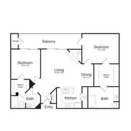 2 Bed 2 Bath Floor Plan at Elme Alexandria, Alexandria, Virginia