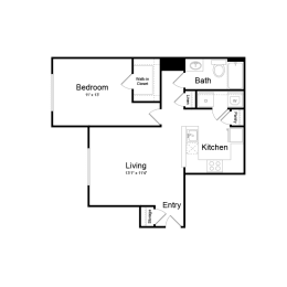 1 Bed | 1 Bath - A1A Floor plan at Elme Dulles, Herndon, VA, 20171