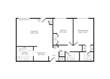 bedroom floor plan | luxury apartments in towson md | the southerly at Elme Bethesda, Bethesda, 20814