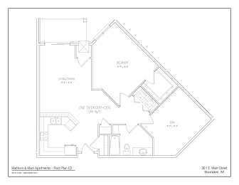 A floor plan for Madison & Main Apartments - Floor Plan C2 in Waukesha, WI.