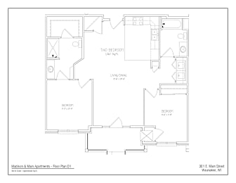 Floor plan for Madison & Main Apartments in Waunakee, WI.