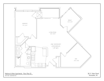 A floor plan for Madison & Main Apartments in Waunakee, WI.