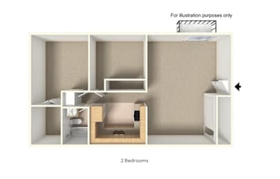 A diagram showing a layout of two bedrooms.