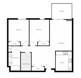 A black and white image of a house floor plan.