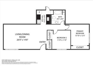  Floor Plan 2B1B