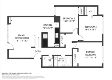  Floor Plan 3B1.5B