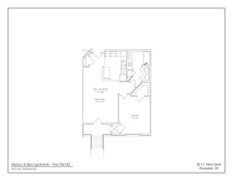 A floor plan for Madison & Main Apartments, Floor Plan B3, located at 3901 E. Main Street, Waukegan, WI.