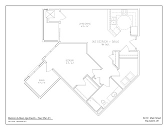 A floor plan of Madison & Main Apartments - Floor Plan C1.