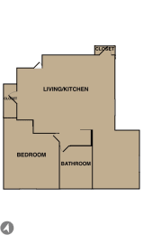  Floor Plan 1 Bed 1 Bath XL Corner