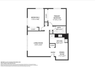  Floor Plan 2B1B  208 BLDG