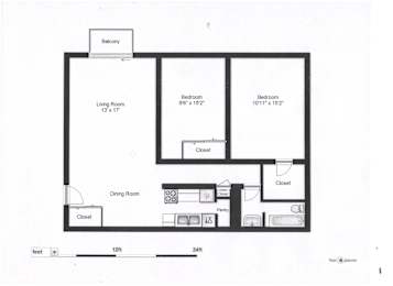 Floor Plan 2 Bed 1 Bath