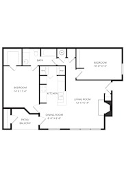 A black and white image of a floor plan for a house.
