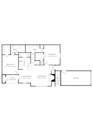 A black and white image of a house floor plan.