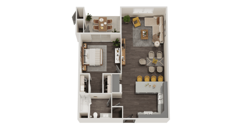 1 bed 1 bath floor plan at Altitude Apartments, Moreno Valley , California