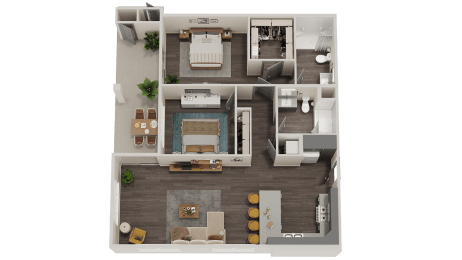 2 bed 2 bath floor plan at Altitude Apartments, Moreno Valley
