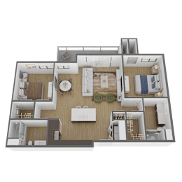 2 bed 2 bath floor plan C at The Max on Jefferson Apartments, California
