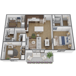 3 bed 2 bath floor plan at The Max on Jefferson Apartments, California, 92562