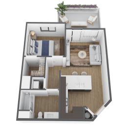 1 bed 1 bath floor plan at The Max on Jefferson Apartments, California, 92562