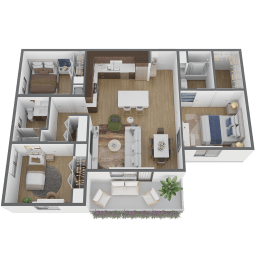 3 bed 2 bath floor plan at The Max on Jefferson Apartments, California, 92562