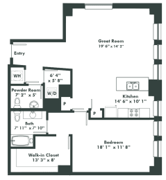 a floor plan of a house with a green background