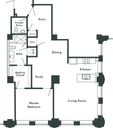 a floor plan of a house with a staircase leading up to the second floor