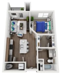 1 bed 1 bath floor plan F at The Villages of Twin Oaks, Twin Oaks